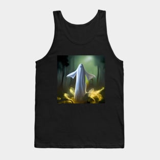 Spooky White Ghost in Forest Tank Top